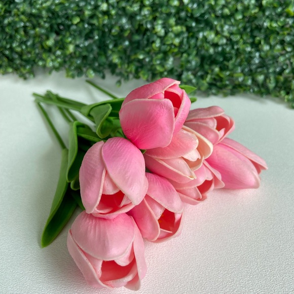 Other - 20 Count | Pink Tulips Real Touch Artificial Flowers Wedding Floral Bouquet New